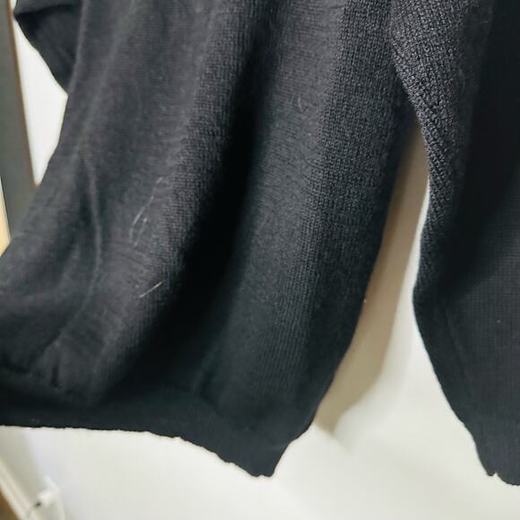 CAROLE LITTLE Vintage Jewel Embroidered 100% Black Wool Sweater Size Large - Picture 8 of 11